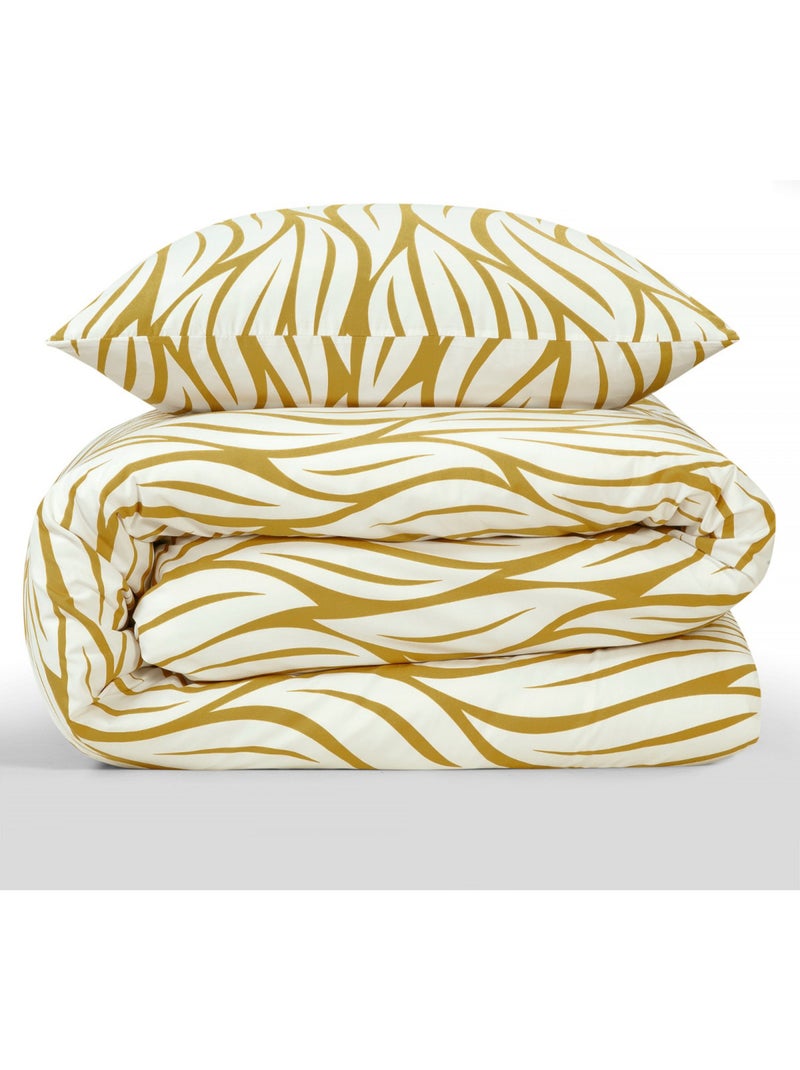 Future home - parure de lit double en microfibre motif feuilles Jaune - Kiabi
