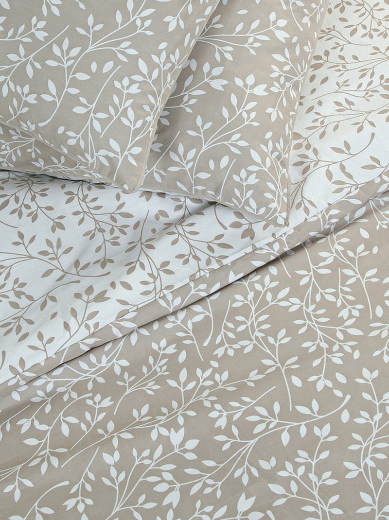 Future Home - Parure de lit double feuillage en microfibre lavée Beige - Kiabi