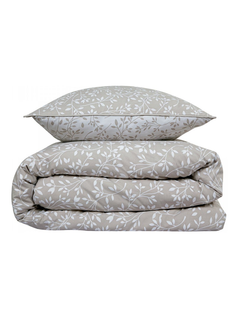 Future Home - Parure de lit double feuillage en microfibre lavée Beige - Kiabi