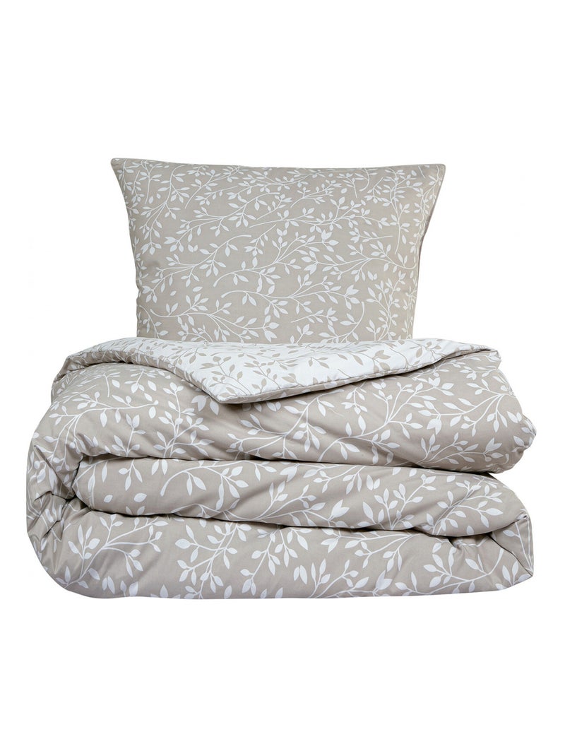Future Home - Parure de lit double feuillage en microfibre lavée Beige - Kiabi