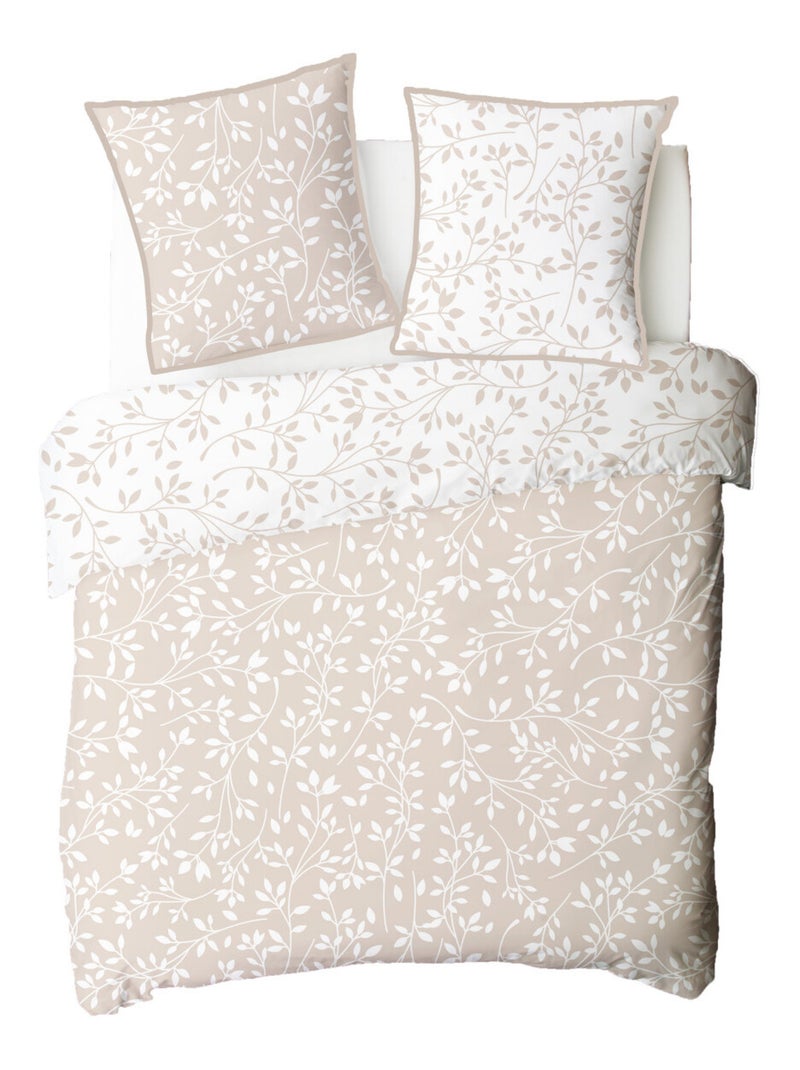 Future Home - Parure de lit double feuillage en microfibre lavée Beige - Kiabi