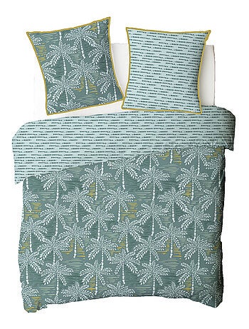 Future Home - Parure de lit double palmiers en microfibre lavée