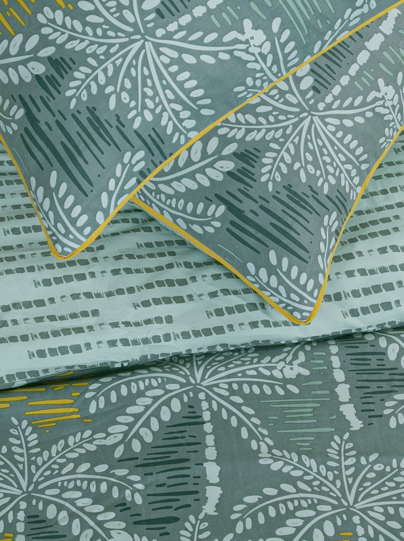 Future Home - Parure de lit double palmiers en microfibre lavée Vert - Kiabi