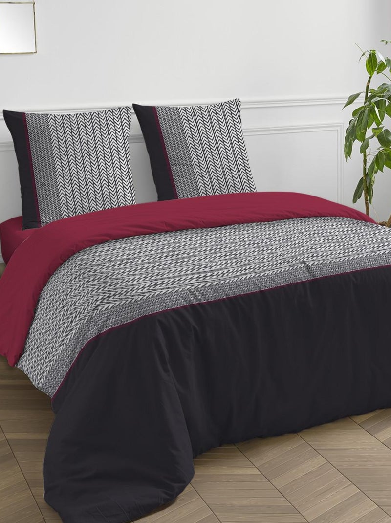 Future Home - Parure de lit + drap housse polycoton 51 fils Bordeaux - Kiabi