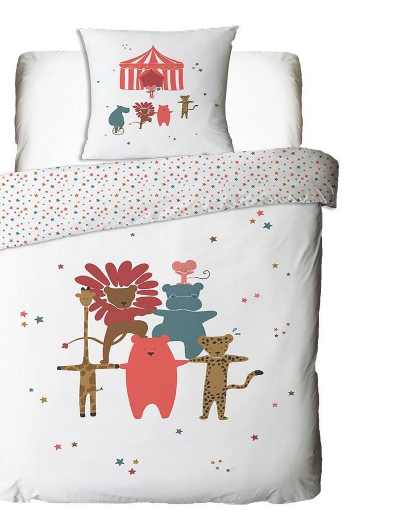 Future Home - Parure de lit enfant animaux du cirque Blanc - Kiabi