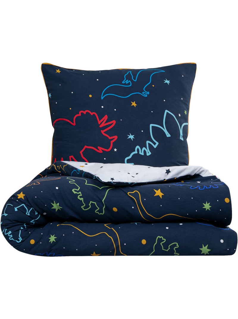 Future Home - Parure de lit enfant dinosaure réversible Bleu Blanc - Kiabi