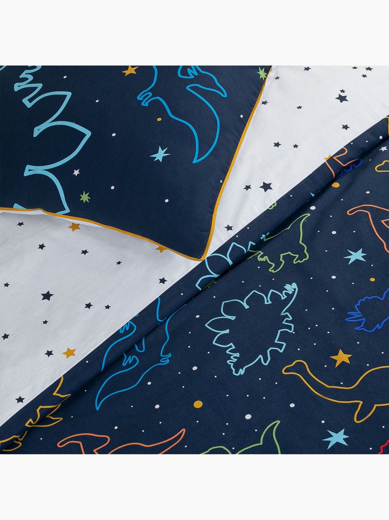 Future Home - Parure de lit enfant dinosaure réversible Bleu Blanc - Kiabi