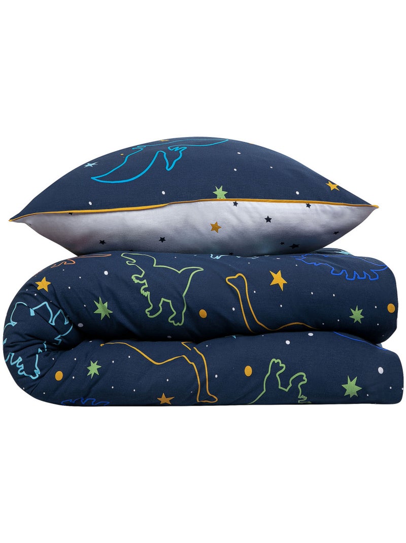 Future Home - Parure de lit enfant dinosaure réversible Bleu Blanc - Kiabi