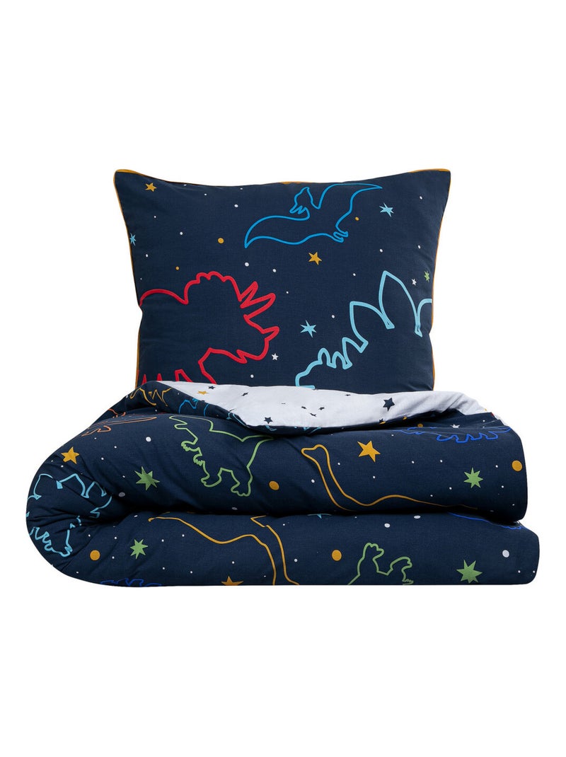 Future Home - Parure de lit enfant dinosaure réversible Bleu - Kiabi