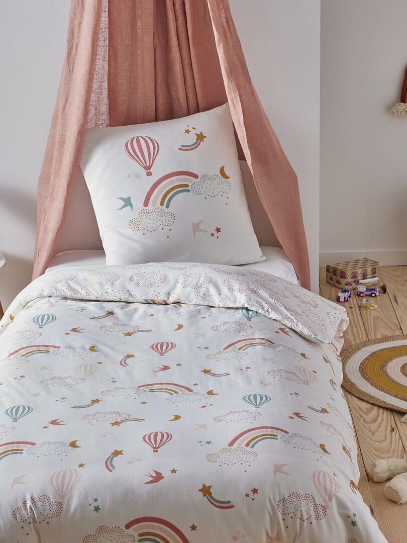 Future Home - Parure de lit enfant en coton 57 fils imprimé blanc