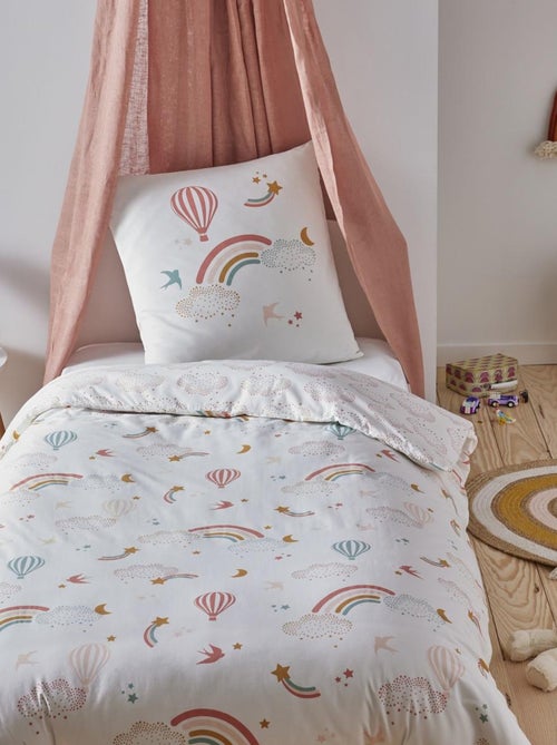 Future Home - Parure de lit enfant en coton 57 fils imprimé blanc - Kiabi