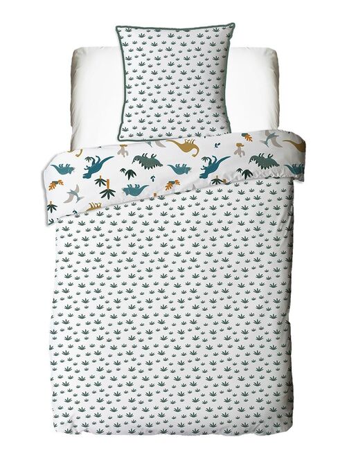 Future Home - Parure de lit enfant en coton 57 fils imprimé blanc et vert - Kiabi