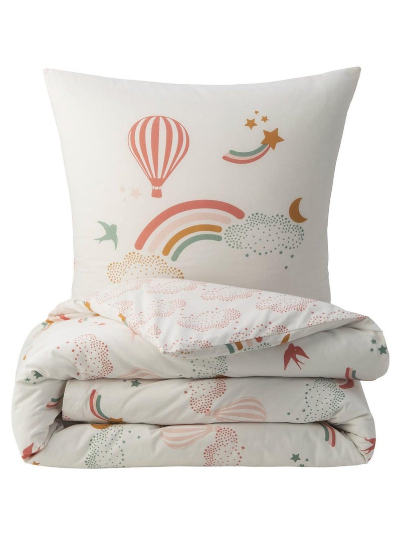 Future Home - Parure de lit enfant en coton imprimé arc-en-ciel Blanc - Kiabi