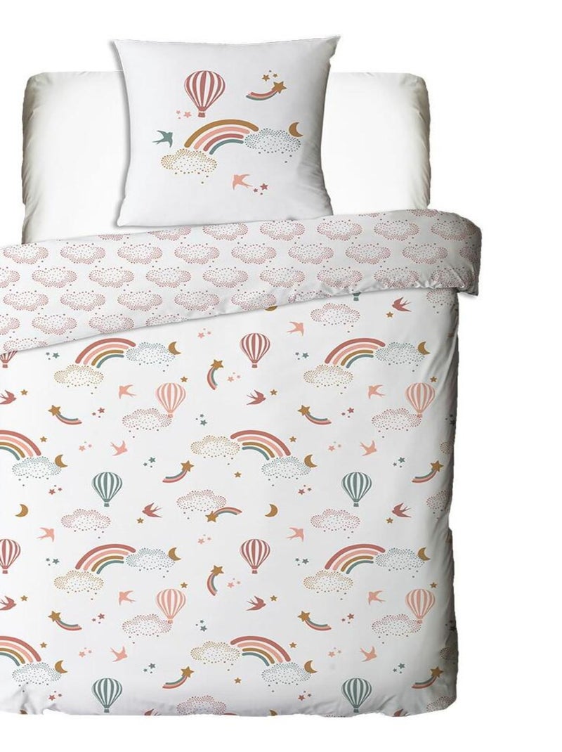 Future Home - Parure de lit enfant en coton imprimé arc-en-ciel Blanc - Kiabi