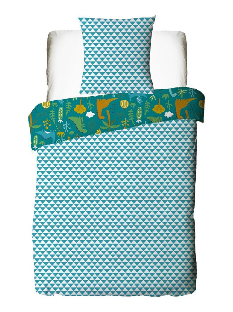 Future Home - Parure de lit enfant réversible imprimé Dinosaure Vert - Kiabi