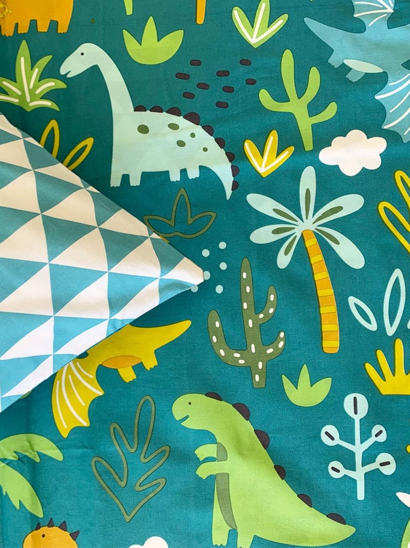 Future Home - Parure de lit enfant réversible imprimé Dinosaure Vert - Kiabi