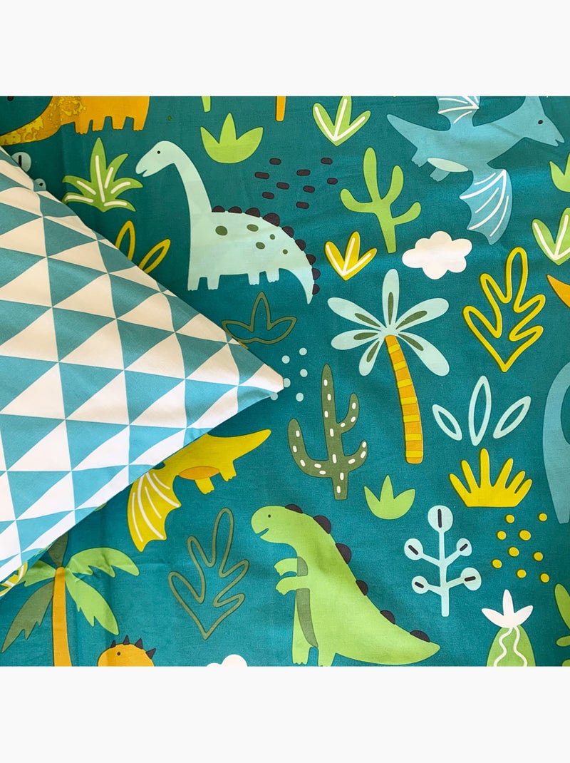 Future home - parure de lit enfant réversible imprimé dinosaure Vert - Kiabi