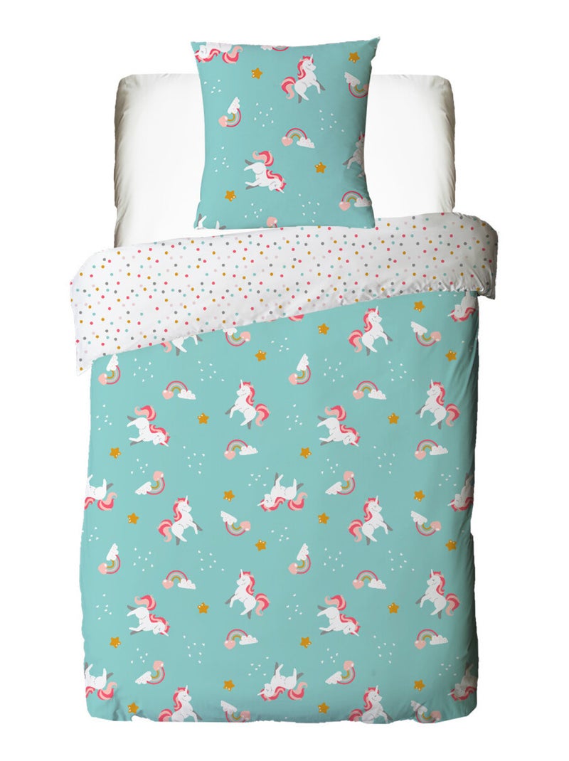 Future Home - Parure de lit enfant réversible imprimé Licorne Bleu - Kiabi