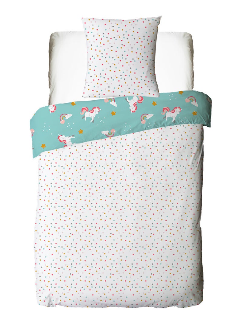 Future Home - Parure de lit enfant réversible imprimé Licorne Bleu - Kiabi