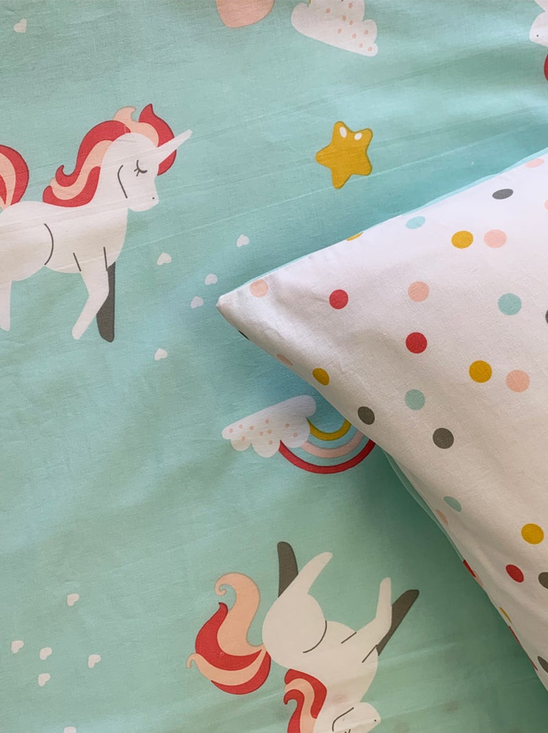 Future Home - Parure de lit enfant réversible imprimé Licorne Bleu - Kiabi