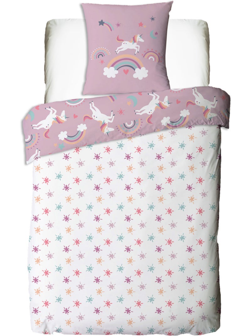 Future Home - Parure de lit enfant réversible Licorne Rose/Blanc - Kiabi