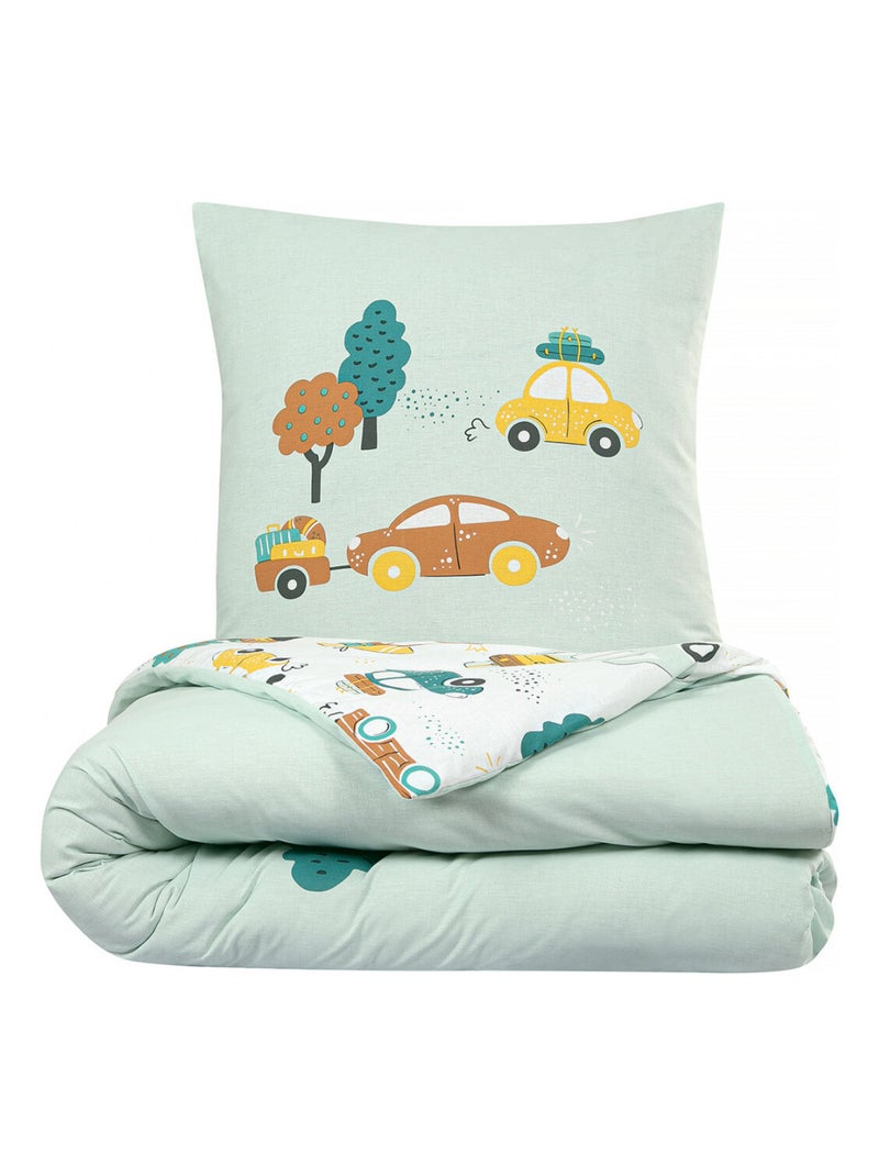 Future Home - Parure de lit enfant voiture réversible Vert - Kiabi