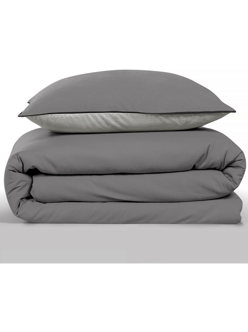 Future home - parure de lit simple bicolore Gris foncé - Kiabi
