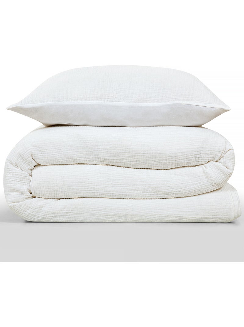 Future Home - Parure de lit simple en gaze de coton Blanc - Kiabi