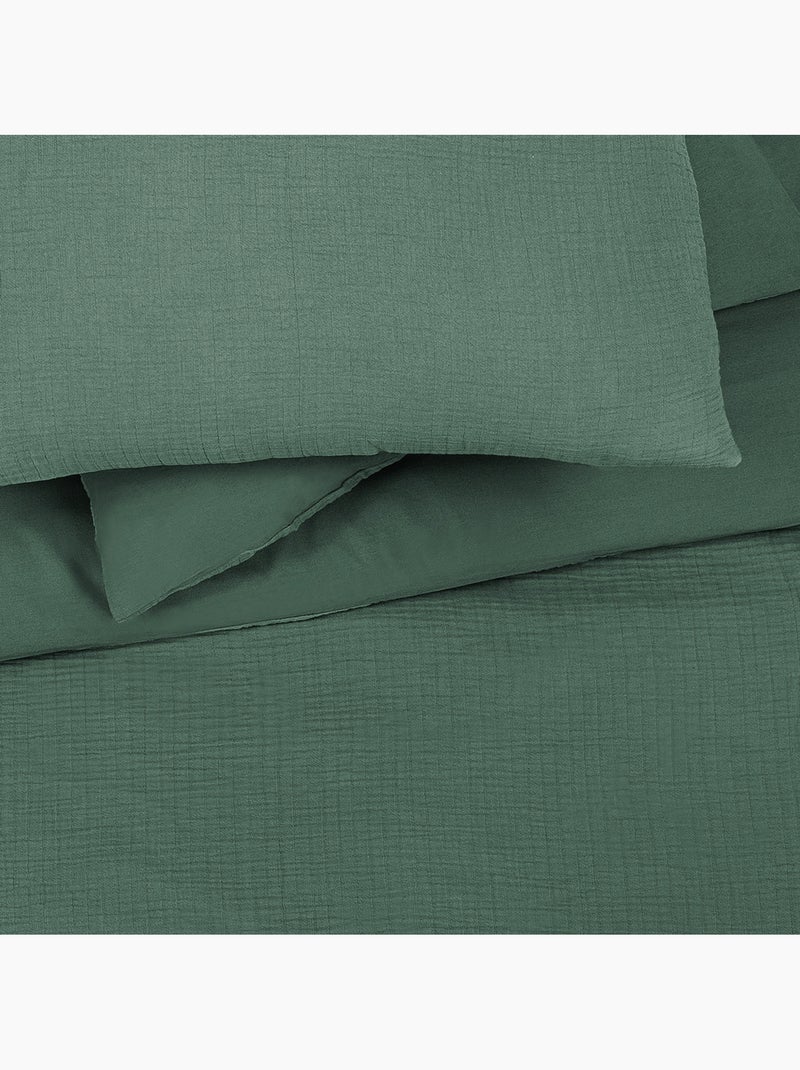 Future Home - Parure de lit simple en gaze de coton Vert - Kiabi