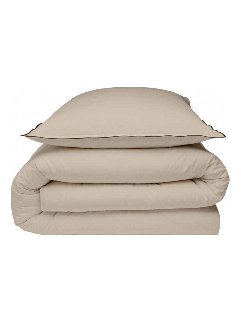Future Home - Parure de lit unie en coton finition bourdon Beige - Kiabi