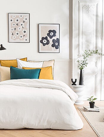 Future Home - Parure de lit unie en coton finition bourdon
