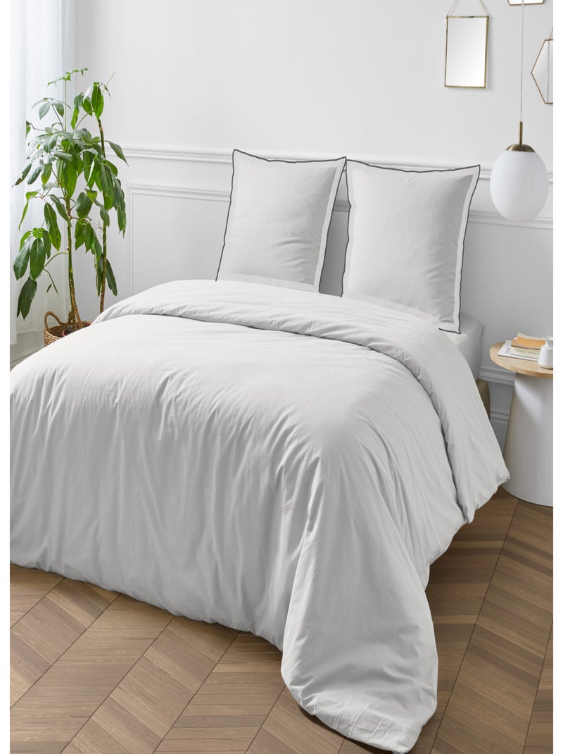 Future Home - Parure de lit unie en coton finition bourdon Blanc - Kiabi