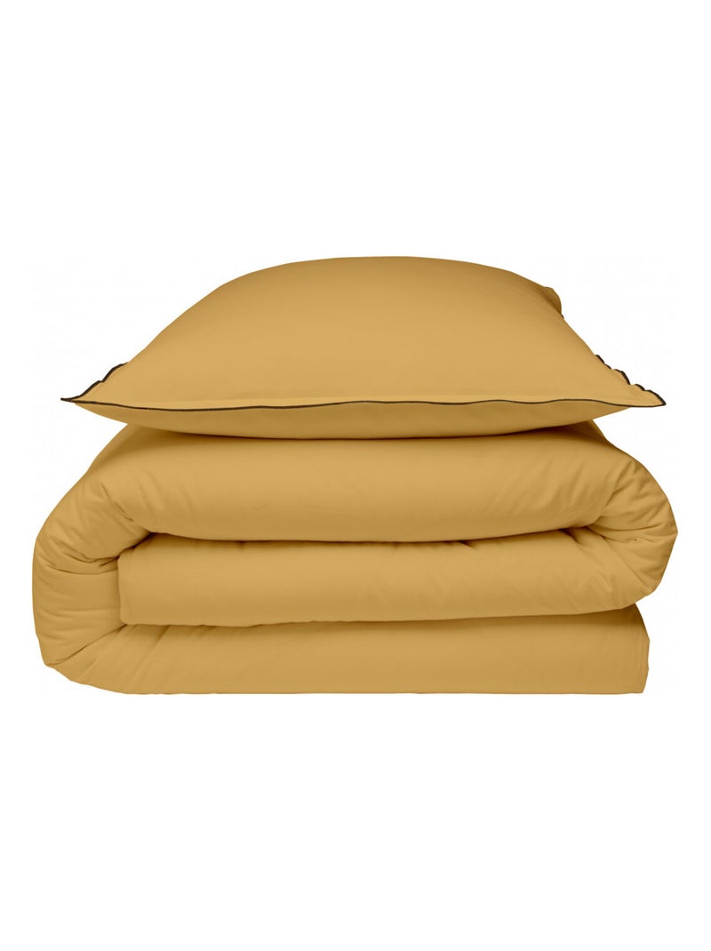 Future Home - Parure de lit unie en coton finition bourdon Jaune - Kiabi