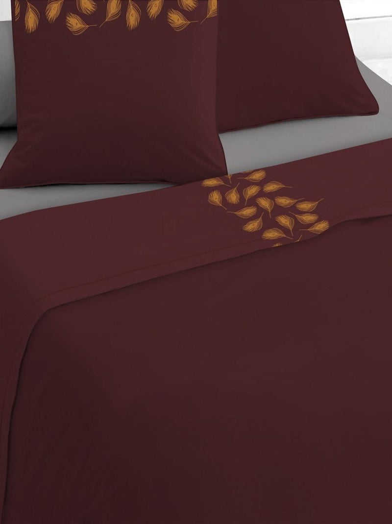 Future Home - Parure drap plat + 2 taies en satin 57 fils aubergine Rose fushia - Kiabi