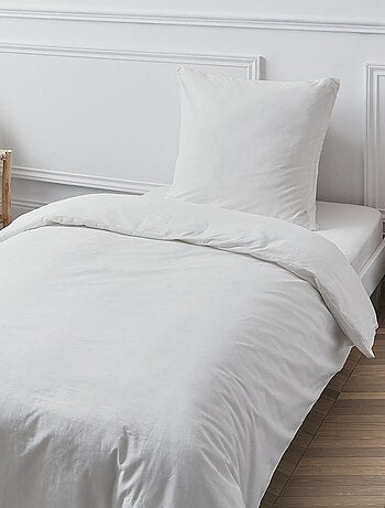 Parure de lit 2 places coton à motifs 200x200 cm - Blanc - Kiabi - 42.99€