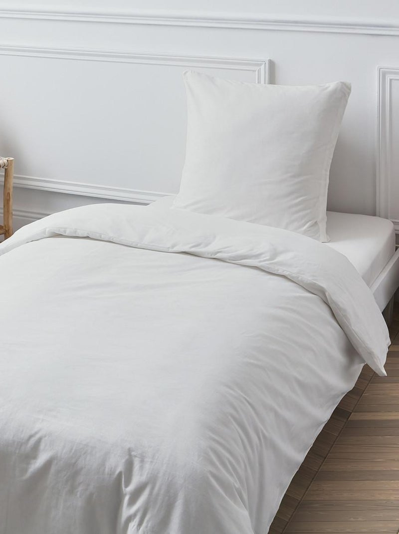 Future Home - Parure housse de couette + taies 64x64cm en coton 57 fils unie Blanc - Kiabi