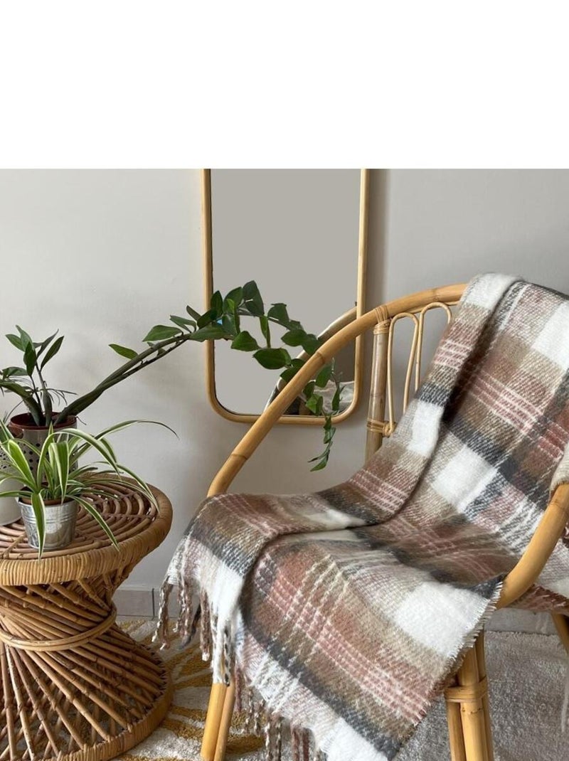 Future Home - Plaid effet mohair recyclée à franges multicouleur 125x150cm Multicolore - Kiabi
