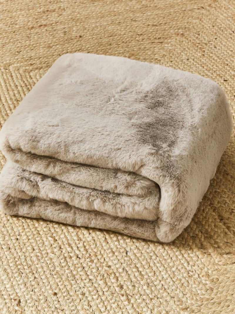 Future Home - Plaid fausse fourrure 130x150 cm Beige - Kiabi