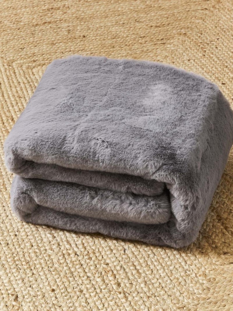 Future Home - Plaid fausse fourrure 130x150 cm Gris - Kiabi