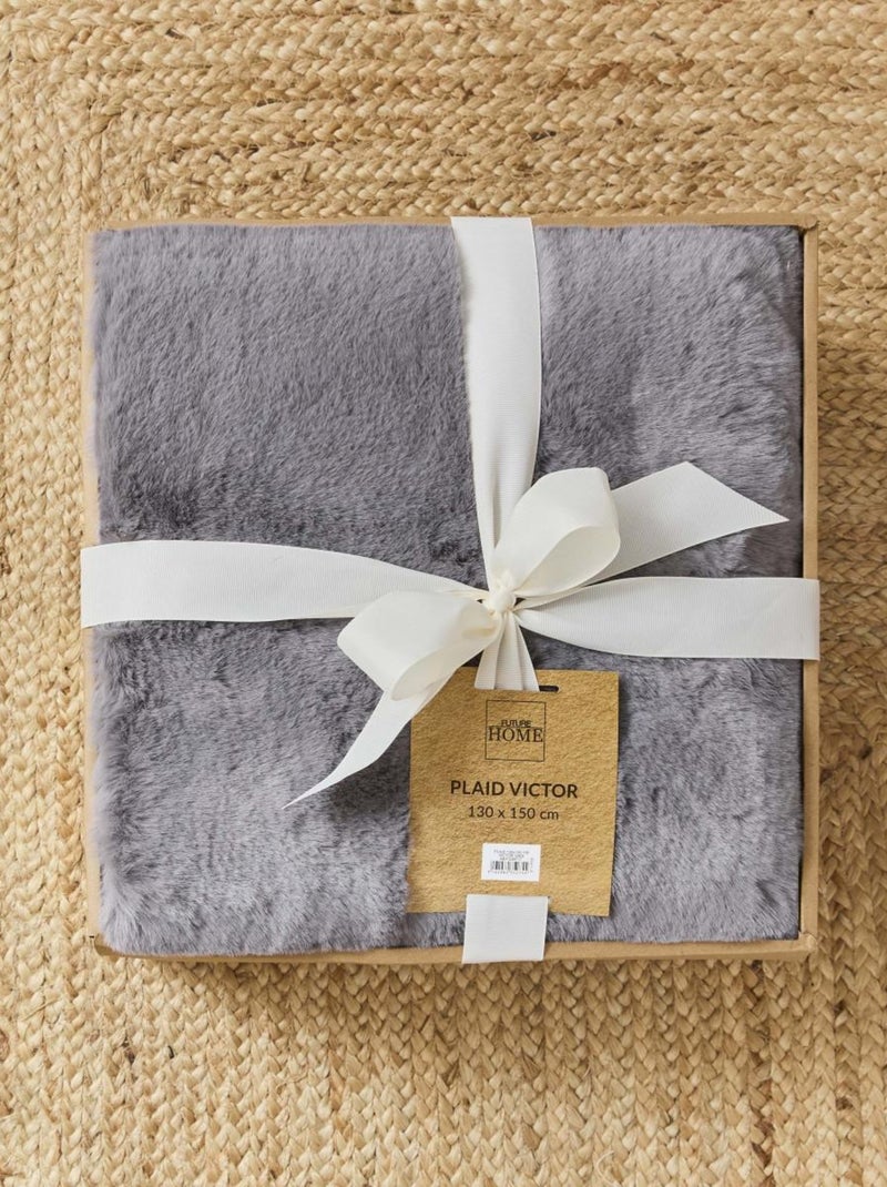 Future Home - Plaid fausse fourrure 130x150 cm Gris - Kiabi