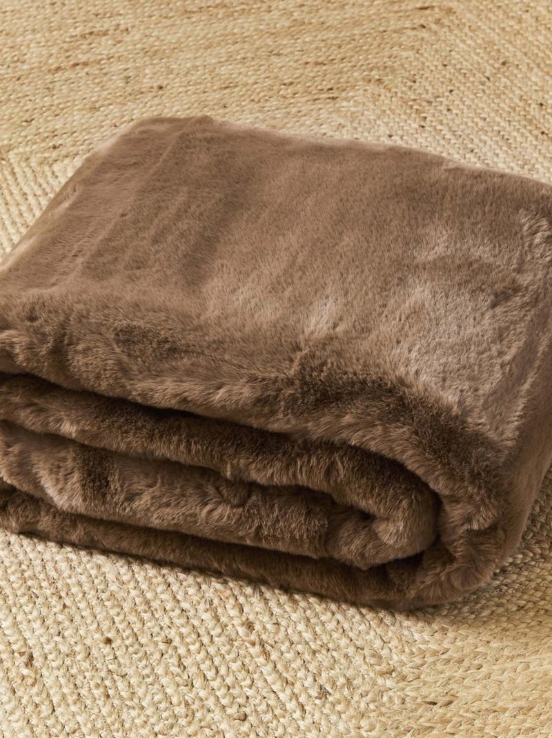 Future Home - Plaid fausse fourrure 130x150 cm Marron - Kiabi