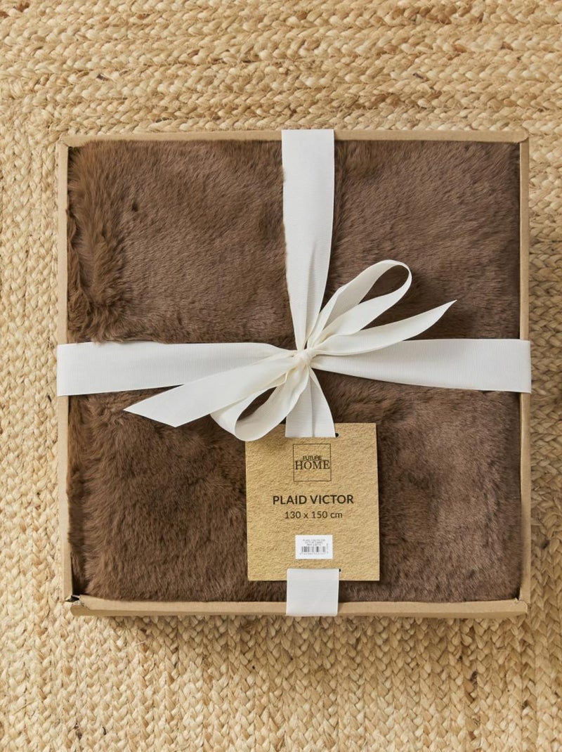 Future Home - Plaid fausse fourrure 130x150 cm Marron - Kiabi