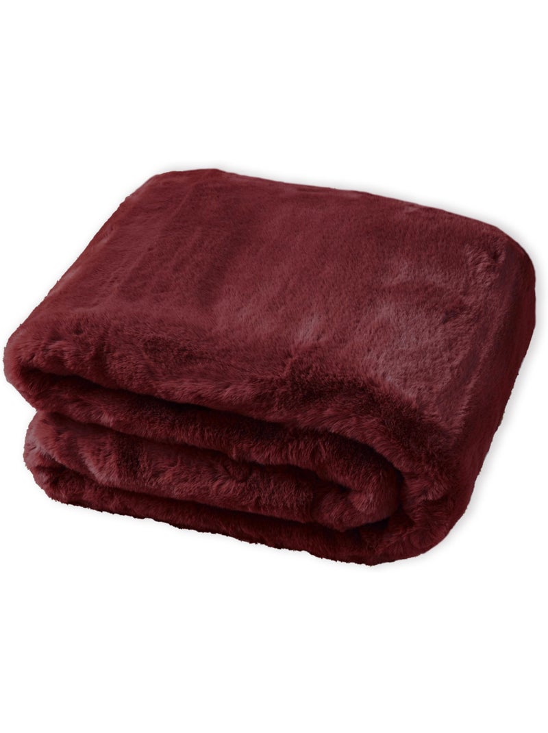 Future home - plaid fausse fourrure 150x200 cm Bordeaux - Kiabi