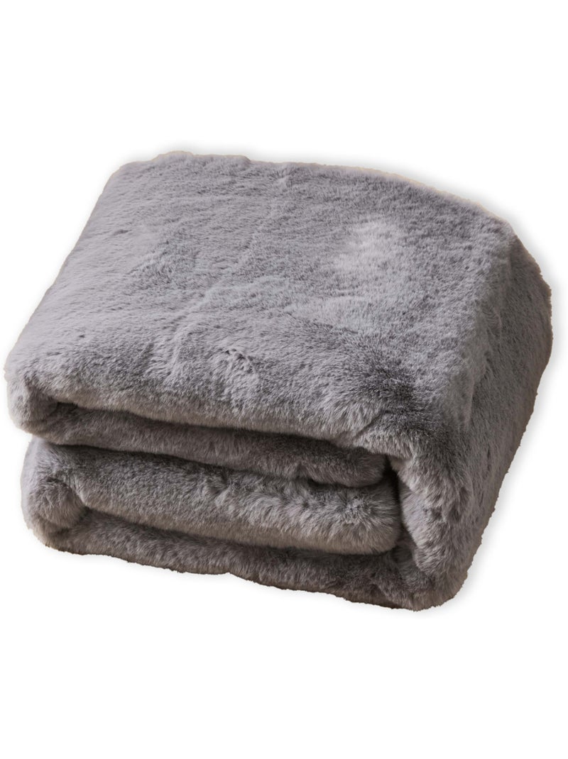 Future Home - Plaid fausse fourrure 150x200 cm Gris foncé - Kiabi