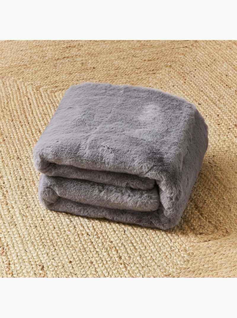 Future Home - Plaid fausse fourrure 150x200 cm Gris foncé - Kiabi