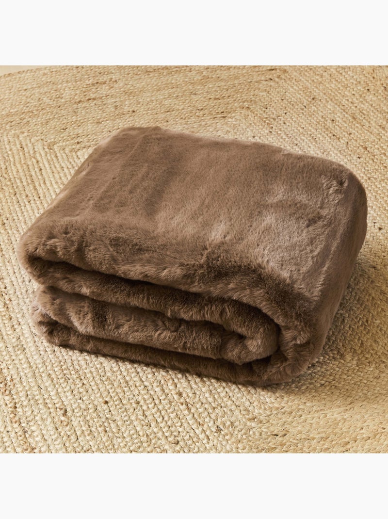 Future Home - Plaid fausse fourrure 150x200 cm Marron chocolat - Kiabi