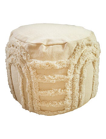 Future Home - Pouf rond texturé bohème 100% coton