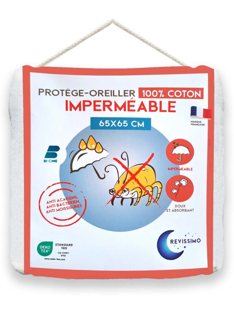 Future Home - Prot?ge oreiller molleton anti-acariens imp?rm?able Blanc - Kiabi