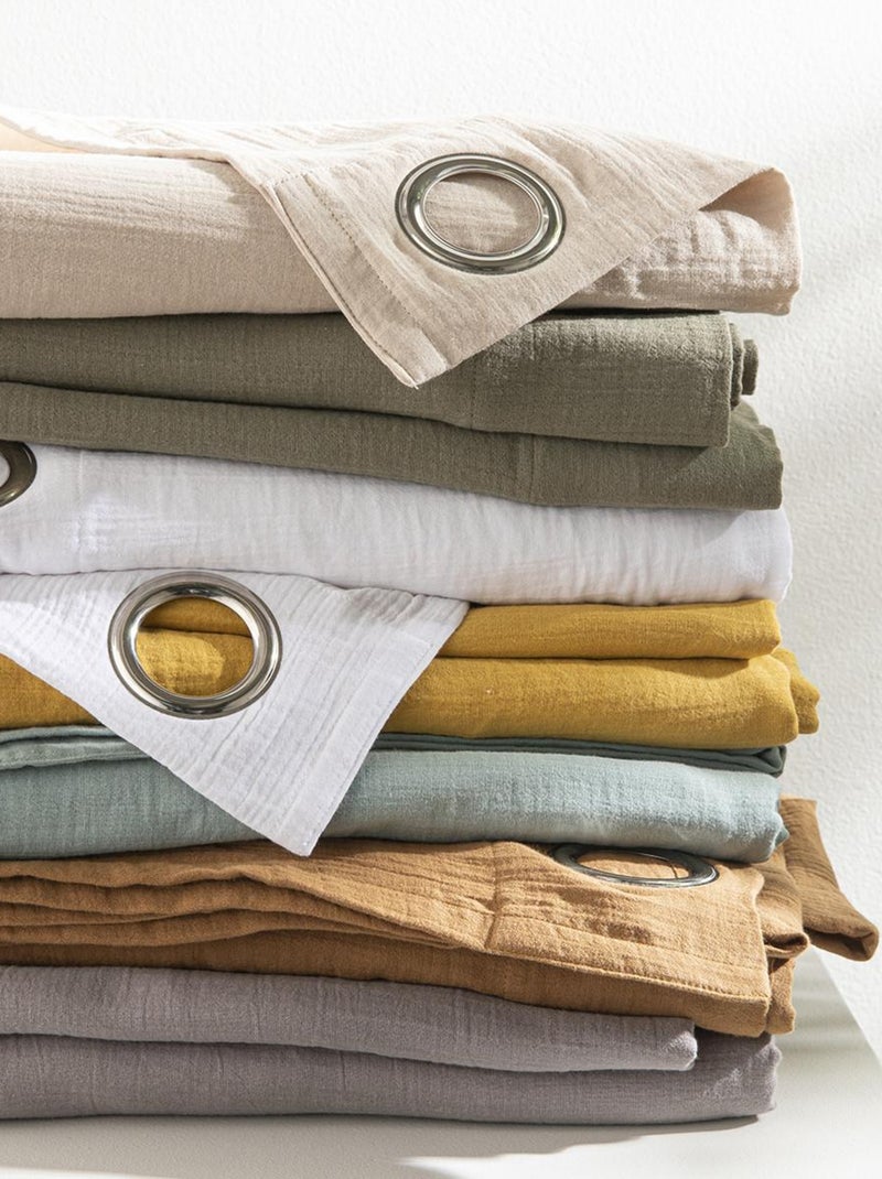 Future Home - Rideau uni en gaze de coton oeillets à l'unité 140x260cm Beige - Kiabi