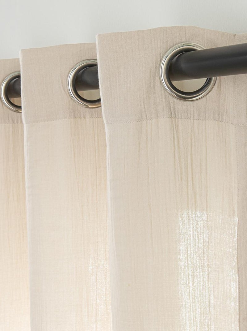 Future Home - Rideau uni en gaze de coton oeillets à l'unité 140x300cm Beige - Kiabi